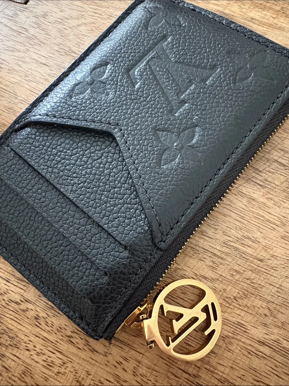 Authentic Louis Vuitton Empreinte Monogram Zipped Romy Card Holder Black - Picture 4 of 7